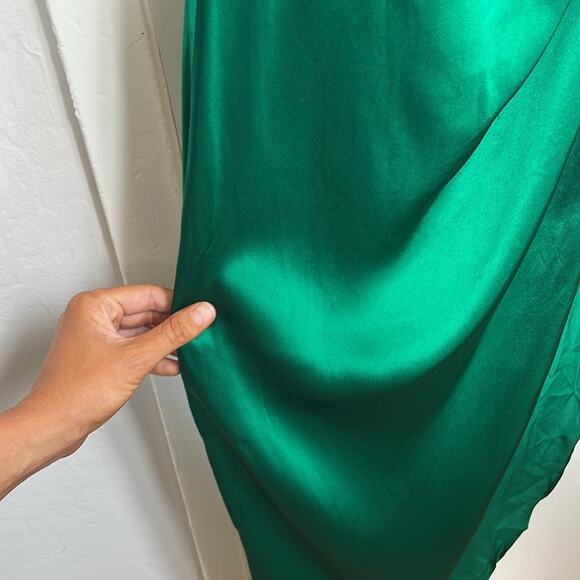 Amanda Uprichard x Revolve Samba Halter Gown Size Large NWT Dark Emerald Green - Picture 5 of 6